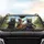 Four Raccoons Driving Open Road Banjo Guitar - Road Trip Lover Wildlife Gift Car Sunshade - 4