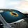 Golden Sunflower Blue Dark Seed Head Green Stem Deep Twilight Scene - Nature Lover Gift Car Sunshade - 6