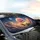 Pastel Pink Rose Golden Stars Crescent Moon Twilight Blue Sky Car Sunshade - 6