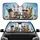 Rabbits Steering Carrots Flying Fish City Skyline - Animal Lover Road Trip Essentials Car Sunshade - 1