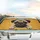 Expressive Pug Face Paws Golden Orange Sunburst Paw Prints Stars - Dog Lover Gift Car Sunshade - 5