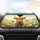 Highland Calf Wildflower Meadow Butterflies - Farmhouse Decor Gift for Cow Lovers Car Sunshade - 4