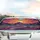 Psychedelic Sunburst Road Mountain Landscape - Road Trip Essentials Car Sunshade - 5