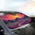 Psychedelic Sunburst Road Mountain Landscape - Road Trip Essentials Car Sunshade - 6