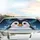 Friendly Penguin Face Ice Crystal Snowflakes Aurora Borealis - Nature Lover Gift Car Sunshade - 5