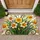 Daffodil Cluster Leaded Stained Glass Home Garden Decor Gift Doormat - 1