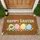 Happy Easter Text Decorated Eggs Jelly Beans White Flowers Spring Foliage - Easter Celebration Doormat - 1