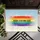 Custom Text Striped Rainbow Text Iridescent Pastel Wisps Celebration Display Doormat - 6