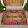 Custom Text Pink Roses Purple Irises Green Foliage Natural Fiber Background - Garden Decor Gift Doormat - 1