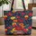 Botanical Peony Ranunculus Poppies Gilded Name Circle - Personalized Gift for Flower Lovers Quilted Tote Bag - 1