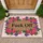 Fuck Off Rectangular Panel Roses Irises Foliage Vines Pink Background Statement Decor Gift Doormat - 1