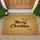Black Merry Christmas Script Holly Leaves Snowflakes - Christmas Holiday Home Decor Gift Doormat - 1