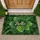 Creamy Yellow Hello Text Lush Monstera Palm Fronds - Tropical Jungle Home Decor Gift Doormat - 1