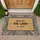 Welcome Family Black Off-White Tan Greek Key Labyrinth Custom Name - New Home Welcome Gift Doormat - 1