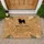 Cheerful Pug Dog Hello Welcome Sign Botanical Ferns Paw Prints - Home Entryway Decor Gift Doormat - 1