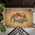 Merry Christmas Holly Pine Snowflakes Golden Lights - Rustic Holiday Decor Doormat - 6
