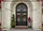 Stone Archway Double Doors Boxwood Wreaths Potted Plants Lantern - Home Decor Doormat - 7