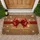 Christmas Ribbon Bow Merry Christmas Text Glitter Snowflakes - Festive Holiday Decor Doormat - 1