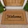 Welcome Script Black Leaf Motifs Background - Home Decor Gift Doormat - 1