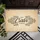 Custom Family Name Script Black Flourishes Tan Canvas - Outdoor Home Decor Gift for Families Doormat - 6