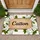 Custom Name Rounded Panel White Flowers Green Foliage Black White Stripes - Home Decor Gift Doormat - 1