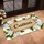 Custom Name Rounded Panel White Flowers Green Foliage Black White Stripes - Home Decor Gift Doormat - 4