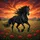 Black Friesian Horse Galloping Red Poppies Sunset - Horse Lover Gift Spare Tire Cover - 6