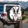 Pink Nose Boston Terrier Puppy Black White Fur with Scattered Paw Prints - Dog Lover Gift Spare Tire Cover - 3