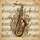 Antique Brass Saxophone Elegant Clefs Musical Notes - Aged Parchment Jazz Music Lover Gift Spare Tire Cover - 6