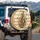 Antique Brass Saxophone Elegant Clefs Musical Notes - Aged Parchment Jazz Music Lover Gift Spare Tire Cover - 3