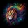 Detailed Lion Face Rainbow Mane Blue Purple Green Flowing Patterns Cosmic Black - Wildlife Lover Gift Spare Tire Cover - 6