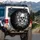 Detailed Human Skulls Blooming Flowers Leaves Tendrils - Deep Black Background Car Decor Gift Spare Tire Cover - 3
