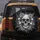 Detailed Human Skulls Blooming Flowers Leaves Tendrils - Deep Black Background Car Decor Gift Spare Tire Cover - 5