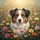 Australian Shepherd Border Collie Puppy Lush Wildflower Cosmos Poppies Garden - Dog Lover Gift Spare Tire Cover - 6