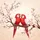 Red White Parakeets Cherry Blossoms - Wildlife Lover Car Decor Gift for Bird Lovers Spare Tire Cover - 6