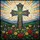 Stained Glass Christian Cross Wildflower Landscape - Christian Faith Gift Spare Tire Cover - 6