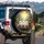 Five Fluffy Dogs on Rustic Log, Lush Green Foliage & Purple Flowers - Dog Lover Gift Spare Tire Cover - 3