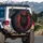 Aggressive Red Eyed Black Wolf Head Crimson Mud Splatter - Untamed Wildlife Gift Spare Tire Cover - 3