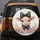 Baby Cow Pink Roses Black Bow Green Foliage - Farmhouse Car Decor Cow Lover Spare Tire Cover - 5
