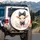 Baby Cow Pink Roses Black Bow Green Foliage - Farmhouse Car Decor Cow Lover Spare Tire Cover - 3