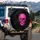 Neon Pink Winking Skull Heart Eye Ethereal Mist Dark Gothic Filigree - Gothic Lover Gift Spare Tire Cover - 3