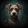 Cartoon Terrier Dog Head Brown Patchy Fur Blue-Green Eyes Dark Forest - Dog Lover Gift Spare Tire Cover - 6