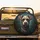 Cartoon Terrier Dog Head Brown Patchy Fur Blue-Green Eyes Dark Forest - Dog Lover Gift Spare Tire Cover - 2