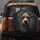 Cartoon Terrier Dog Head Brown Patchy Fur Blue-Green Eyes Dark Forest - Dog Lover Gift Spare Tire Cover - 5