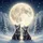 Wolf Pups Snow Full Moon Snow-Covered Pine Trees Starry Sky - Nature Lover Gift Spare Tire Cover - 6
