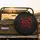 Red Rose Bloom & Rosebuds Bronze Foliage Black Background Spare Tire Cover - 2