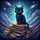 Black Cat Vintage Books Cosmic Galaxy - Fantasy Lover Gift for Bookworms Spare Tire Cover - 6