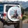 Fluffy Black Bear Fox Kits Snow-Capped Mountain Pine Winter Landscape - Wildlife Lover Gift Spare Tire Cover - 3