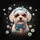 Fluffy White Dog Sunglasses Blue Daisies - Everyday Pet Lover Gift Spare Tire Cover - 6