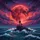 Blood Moon Human Dog Silhouettes Stormy Ocean - Adventure Lover Gift Spare Tire Cover - 6